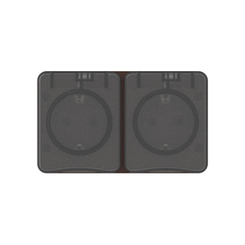 Розетка/ AtlasDesign PROFI IP54 О/У розетка двойная с з/к со шторками 16А, КОРИЧНЕВЫЙ