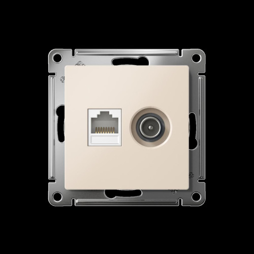 ATLASDESIGN РОЗЕТКА двойная ТВ + компьютерная RJ45, кат. 5Е, БЕЖЕВЫЙ ATLASDESIGN РОЗЕТКА двойная ТВ + компьютерная RJ45, кат. 5Е, БЕЖЕВЫЙ