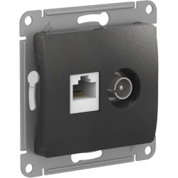 GLOSSA розетка двойная ТВ + компьютерная RJ45, кат. 5Е, антрацит