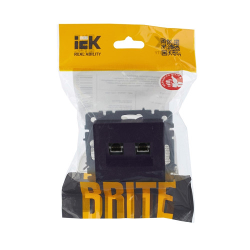 Розетка компьютерная двойная/ BRITE Розетка компьютерная двойная RJ-45 кат.5E РК10-2-БрЧ черный