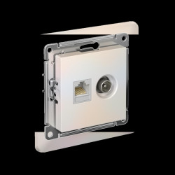 Розетка/ Розетка ATLASDESIGN двойная компьютерная+ТВ RJ45+TV категория 5E механизм жемчуг