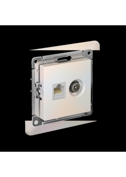 Розетка/ Розетка ATLASDESIGN двойная компьютерная+ТВ RJ45+TV категория 5E механизм жемчуг