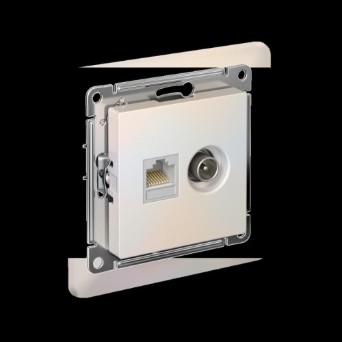 Розетка/ Розетка ATLASDESIGN двойная компьютерная+ТВ RJ45+TV категория 5E механизм жемчуг