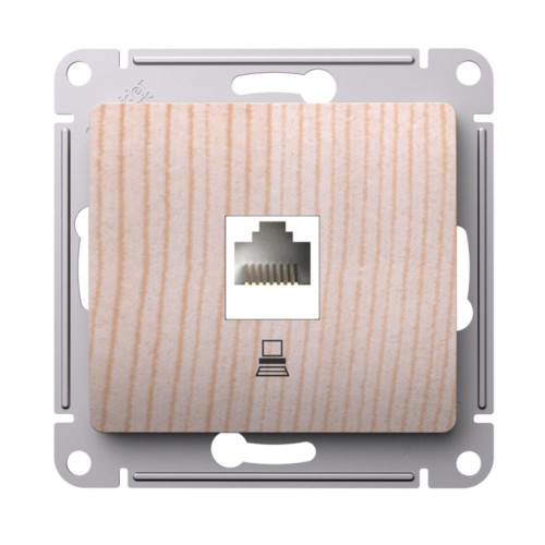 Розетка компьютерная/ GLOSSA розетка компьютерная RJ45 кат.5Е, механизм, сосна
