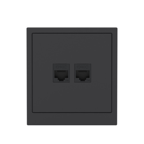 Компьютерная розетка/ Компьютерная розетка RJ-45 без шторки, кат.5е двойная, KANT, черный уголь