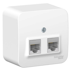 Розетка/ Розетка BLANCA наружная двойная компьютерная RJ45, кат.5e, с изолирующей пластиной, белый