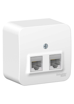 Розетка/ Розетка BLANCA наружная двойная компьютерная RJ45, кат.5e, с изолирующей пластиной, белый
