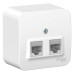 Розетка/ Розетка BLANCA наружная двойная компьютерная RJ45, кат.5e, с изолирующей пластиной, белый