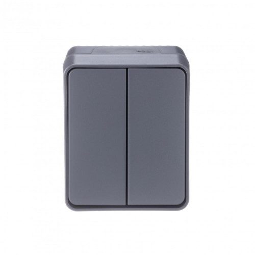 Выключатель/ AtlasDesign Profi54 выключатель двухклавишный IP54 10 АХ, антрацит, Россия