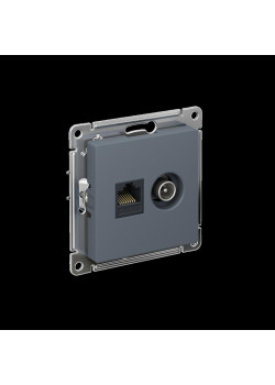 ATLASDESIGN РОЗЕТКА двойная ТВ + компьютерная RJ45, кат. 5Е, ГРИФЕЛЬ