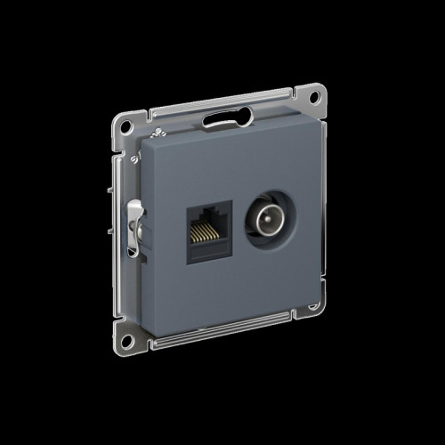 ATLASDESIGN РОЗЕТКА двойная ТВ + компьютерная RJ45, кат. 5Е, ГРИФЕЛЬ