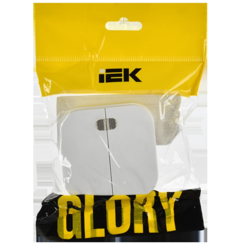 Выключатель/ GLORY выключатель 2-клавишный для открытой установки с индикацией 10А ВС20-2-1-ХБм белый матовый IEK
