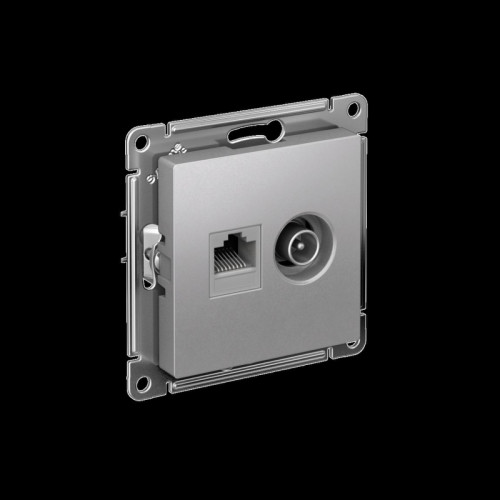 Розетка/ Розетка ATLASDESIGN двойная компьютерная+ТВ RJ45+TV категория 5E механизм алюминий