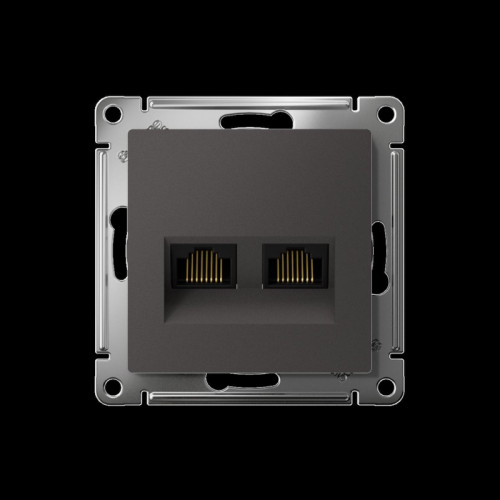 Розетка двойная компьютерная/ ATLASDESIGN розетка двойная компьютерная RJ45+RJ45, кат.5Е, механизм, базальт
