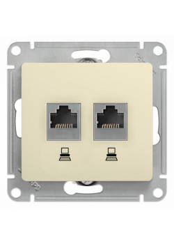 Розетка/ Розетка Glossa двойная компьютерная RJ45 + RJ45 кат.5E механизм бежевый