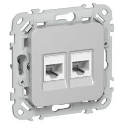 Розетка/ FLITE Розетка 2-местная компьютерная RJ-45 категория 5Е UTP РК5е-2-0-ФлА алюминий