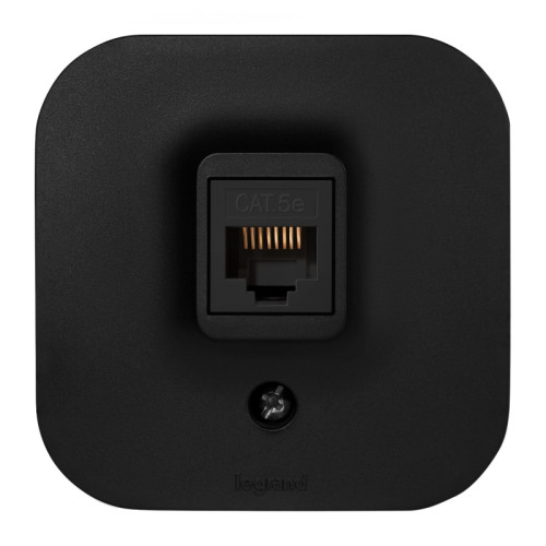 Розетка для открытой установки компьютерная RJ-45 кат.5E UTP черный матовый QUTEO Розетка для открытой установки компьютерная RJ-45 кат.5E UTP черный матовый QUTEO