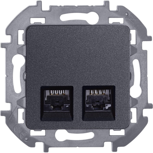 Розетка компьютерная двойная/ Розетка компьютерная двойная RJ-45 категория 6 UTP антрацит INSPIRIA