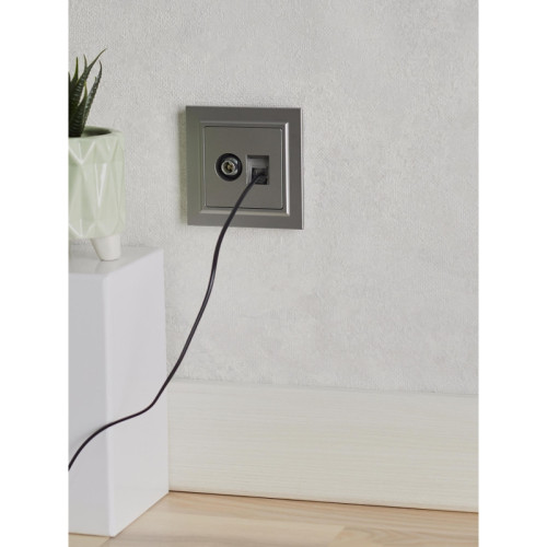Розетка двойная/ BRITE Розетка двойная TV+RJ-45 кат.5E РТВ/РК12-БрС сталь