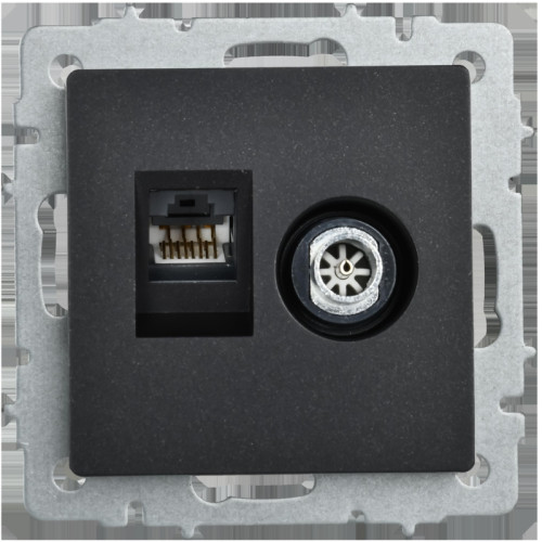 Розетка двойная/ BRITE Розетка двойная TV+RJ-45 кат.5E РТВ/РК12-БрЧ черный