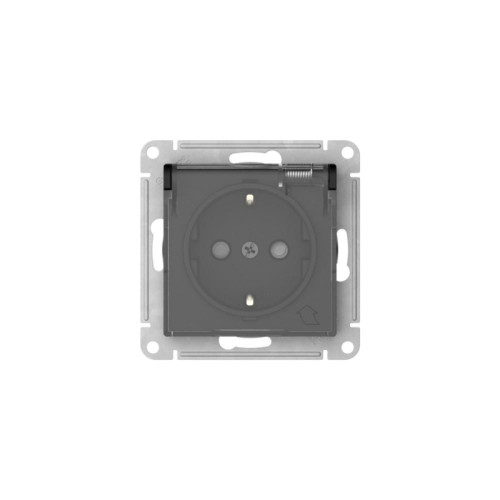 Розетка/ ATLASDESIGN AQUA розетка с заземлением со шторками с прозрачной крышкой, 16А,IP44, быстрозажимные клеммы,карбон