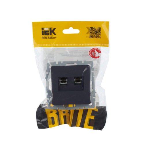 BRITE Розетка компьютерная двойная RJ-45 кат.5E РК10-2-БрГ графит BRITE Розетка компьютерная двойная RJ-45 кат.5E РК10-2-БрГ графит