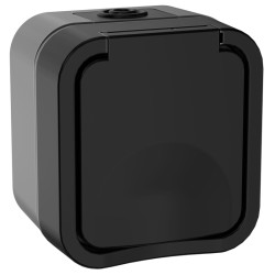 Розетка/ Розетка 1-местная с заземляющим контактом и крышкой TORS 16А IP55 графит