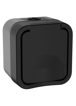 Розетка/ Розетка 1-местная с заземляющим контактом и крышкой TORS 16А IP55 графит