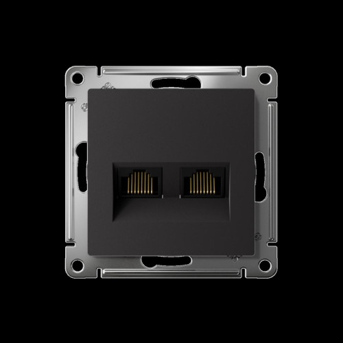ATLASDESIGN РОЗЕТКА двойная компьютерная RJ45+RJ45, кат.6А, механизм, КАРБОН