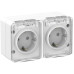 Розетка/ AtlasDesign Profi54 розетка двойная с заземлением со шторками IP54 16А 250B, белый, Россия