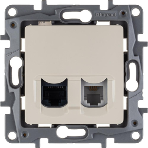 ETIKA Розетка двойная RJ11+RJ45 кат.5E UTP слоновая кость
