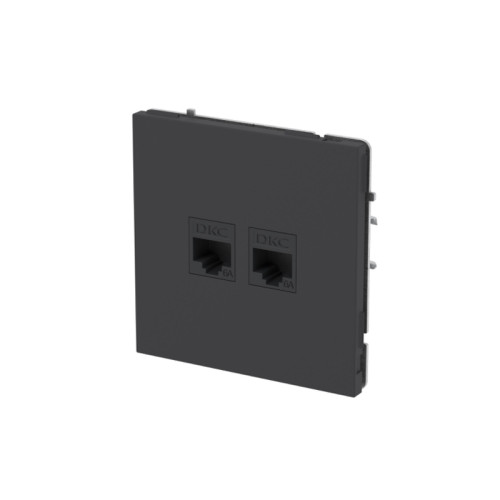 Компьютерная розетка/ Компьютерная розетка RJ-45 без шторки, кат.6А двойная, KANT, черный уголь Компьютерная розетка/ Компьютерная розетка RJ-45 без шторки, кат.6А двойная, KANT, черный уголь