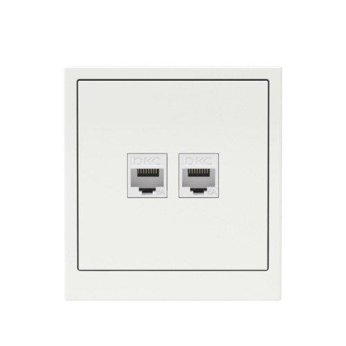 Компьютерная розетка/ Компьютерная розетка RJ-45 без шторки, кат.6А двойная, KANT, белая магнолия