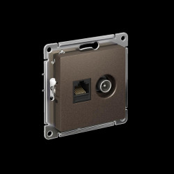 Розетка/ Розетка ATLASDESIGN двойная компьютерная+ТВ RJ45+TV категория 5E механизм мокко