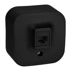 Розетка для открытой установки компьютерная RJ-45 кат.5E UTP черный матовый QUTEO