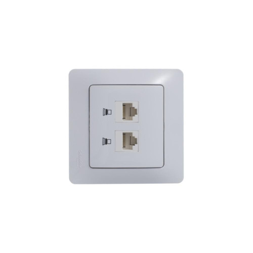 Розетка/ Розетка Glossa двойная компьютерная RJ45 + RJ45 кат.5E механизм белый Розетка/ Розетка Glossa двойная компьютерная RJ45 + RJ45 кат.5E механизм белый