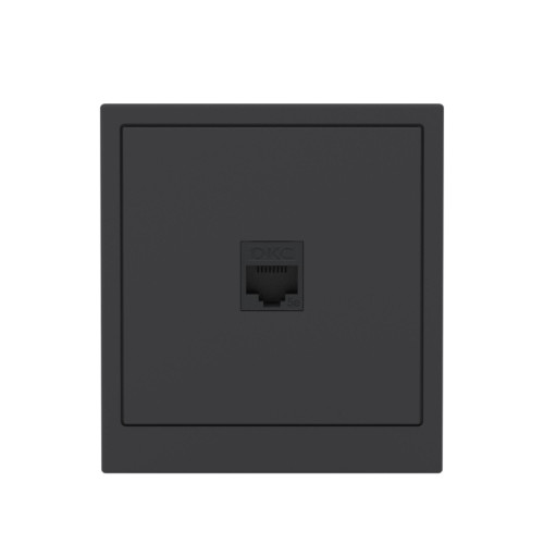 Компьютерная розетка/ Компьютерная розетка RJ-45 без шторки, кат.5е одинарная, KANT, черный уголь