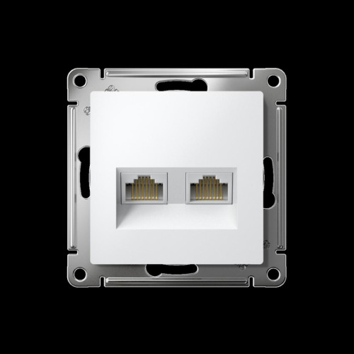 Розетка/ Розетка ATLASDESIGN двойная компьютерная RJ45+RJ45 категория 5E механизм белый