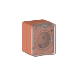 Розетка/ AtlasDesign PROFI IP54 О/У розетка с заземлением со шторками 16А 250В, терракотовый
