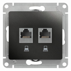 Розетка/ Розетка Glossa двойная компьютерная RJ45 + RJ45 кат.5E механизм антрацит