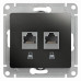 Розетка/ Розетка Glossa двойная компьютерная RJ45 + RJ45 кат.5E механизм антрацит