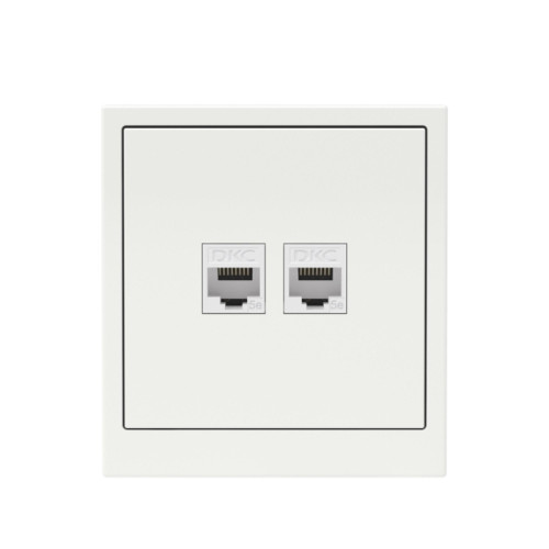 Компьютерная розетка/ Компьютерная розетка RJ-45 без шторки, кат.5е двойная, KANT, белая магнолия