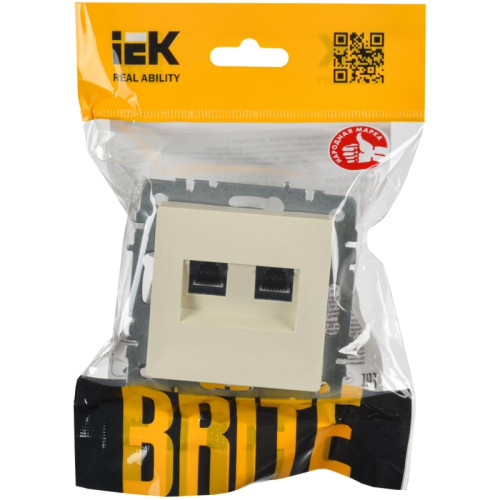 Розетка компьютерная двойная/ BRITE Розетка компьютерная двойная RJ-45 кат.5E РК10-2-БрКр бежевый