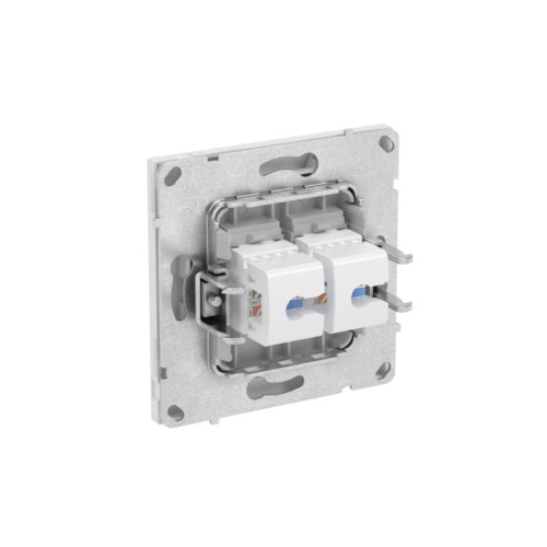 Компьютерная розетка/ Компьютерная розетка RJ-45 без шторки, кат.5е двойная, KANT, белый песок Компьютерная розетка/ Компьютерная розетка RJ-45 без шторки, кат.5е двойная, KANT, белый песок