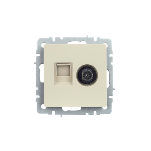 Розетка двойная/ BRITE Розетка двойная TV+RJ-45 кат.5E РТВ/РК12-БрКр бежевый