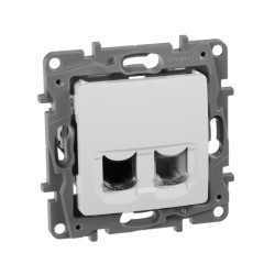 Розетка двойная/ Розетка двойная RJ11+RJ45 кат.5E UTP белый ETIKA