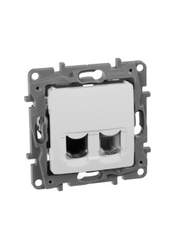 Розетка двойная/ Розетка двойная RJ11+RJ45 кат.5E UTP белый ETIKA