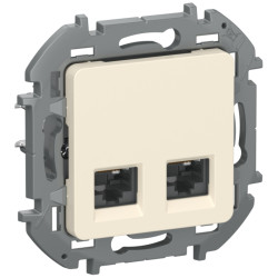 Розетка компьютерная двойная/ IEKINSPIRIA Розетка компьютерная двойная RJ45 категория 5Е UTP 6738361 слоновая кость