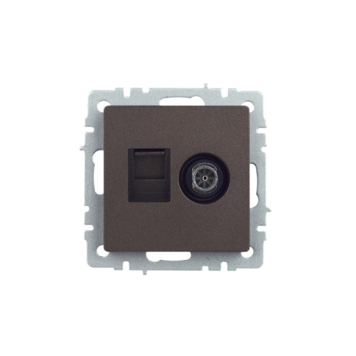 Розетка двойная/ BRITE Розетка двойная TV+RJ-45 кат.5E РТВ/РК12-БрТБ темная бронза Розетка двойная/ BRITE Розетка двойная TV+RJ-45 кат.5E РТВ/РК12-БрТБ темная бронза