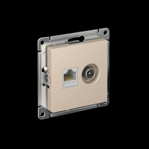 ATLASDESIGN РОЗЕТКА двойная ТВ + компьютерная RJ45 кат. 5e, механизм, ПЕСОЧНЫЙ